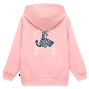 Katze am Mischpult - Sound Engineer - Kinder Premium Organic Zip Hoodie - Rosa - Hinten - AI Model Kid Female (0cm)