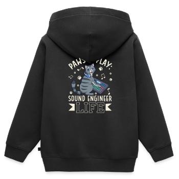 Katze am Mischpult - Sound Engineer - Kinder Premium Organic Zip Hoodie - Schwarz - Hinten - AI Model Kid Male (0cm)