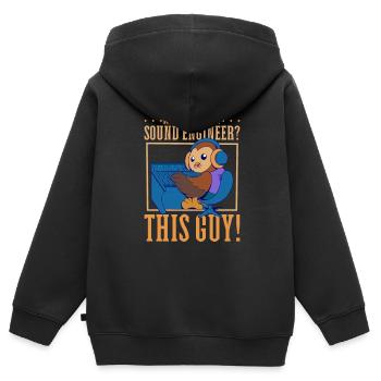 Hibou à la table de mixage - Ingénieur du son - Sweat Premium à capuche zippé enfant bio - noir - Dos - AI Model Kid Male (0cm)