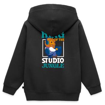 Lion à la table de mixage - ingénierie du son - Sweat Premium à capuche zippé enfant bio - noir - Dos - AI Model Kid Male (0cm)
