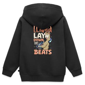 Lama am Mischpult - Sound Engineer - Kinder Premium Organic Zip Hoodie - Schwarz - Hinten - AI Model Kid Male (0cm)