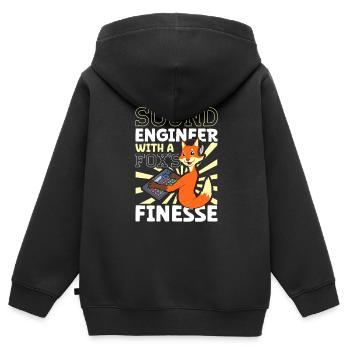 Fuchs à la table de mixage - Ingénieur du son - Sweat Premium à capuche zippé enfant bio - noir - Dos - AI Model Kid Male (0cm)