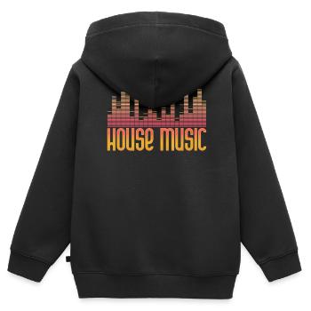 House Musik - Kinder Premium Organic Zip Hoodie - Schwarz - Hinten - AI Model Kid Male (0cm)