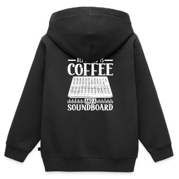 Kaffee und Mischpult - Tontechniker - Kinder Premium Organic Zip Hoodie - Schwarz - Hinten - AI Model Kid Male (0cm)