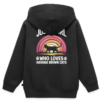 Katze Havanna Braun Geschenk - Kinder Premium Organic Zip Hoodie - Schwarz - Hinten - AI Model Kid Male (0cm)