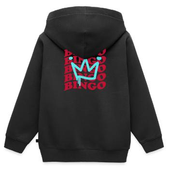 Bingo Player Bingo Jeu de bingo Jeux de bingo - Sweat Premium à capuche zippé enfant bio - noir - Dos - AI Model Kid Male (0cm)