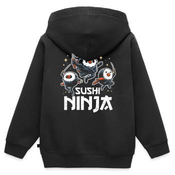 Sushi - Sweat Premium à capuche zippé enfant bio - noir - Dos - AI Model Kid Male (0cm)