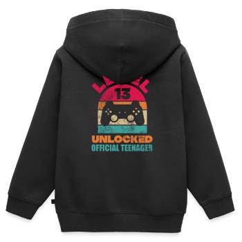 Adolescent - Sweat Premium à capuche zippé enfant bio - noir - Dos - AI Model Kid Male (0cm)