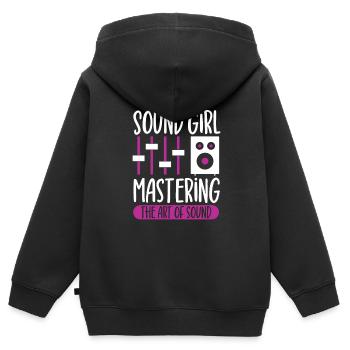 Fille du son - Ingénieur du son - Sweat Premium à capuche zippé enfant bio - noir - Dos - AI Model Kid Male (0cm)