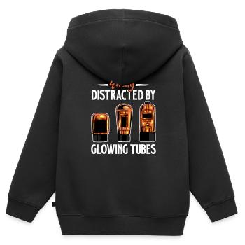 Deflected by Glowing Tubes - Vacuum Tubes - Kids Premium Organic Zip-up Hoodie - black - Back - AI Model Kid Male (0cm)
