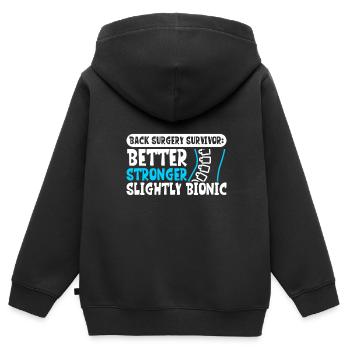 Wirbelsäulen-OP Überlebender - Rücken OP - Kinder Premium Organic Zip Hoodie - Schwarz - Hinten - AI Model Kid Male (0cm)