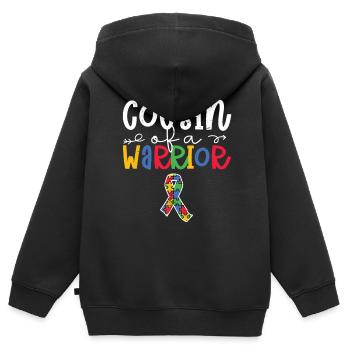 Autisme - Sweat Premium à capuche zippé enfant bio - noir - Dos - AI Model Kid Male (0cm)