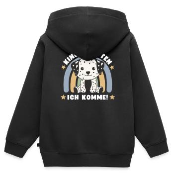 Maternelle j’arrive ! Dalmate - Sweat Premium à capuche zippé enfant bio - noir - Dos - AI Model Kid Male (0cm)