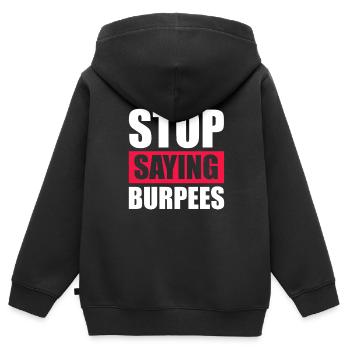 Burpees Fitness Burpee Krafttraining Geschenk - Kinder Premium Organic Zip Hoodie - Schwarz - Hinten - AI Model Kid Male (0cm)