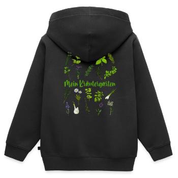 Mein Kräutergarten - Kräuter - Kinder Premium Organic Zip Hoodie - Schwarz - Hinten - AI Model Kid Male (0cm)