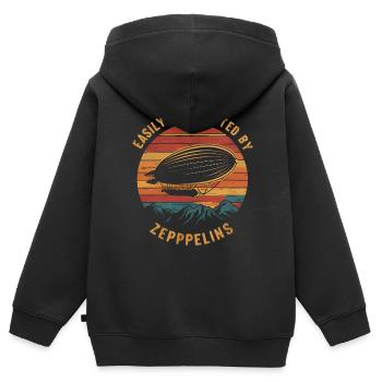 Luftschiff Zeppelin Geschenk - Kinder Premium Organic Zip Hoodie - Schwarz - Hinten - AI Model Kid Male (0cm)