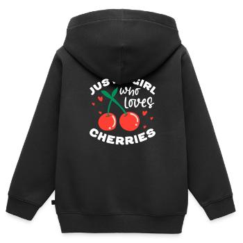 Kirsche Kirschbaum Kirschblüte Frucht Geschenk - Kinder Premium Organic Zip Hoodie - Schwarz - Hinten - AI Model Kid Male (0cm)