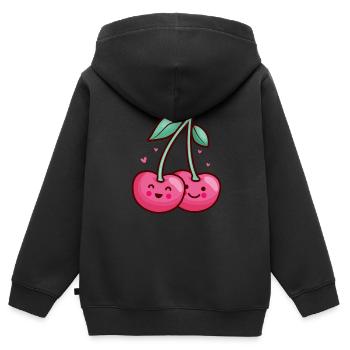 Kirsche Kirschbaum Kirschblüte Frucht Geschenk - Kinder Premium Organic Zip Hoodie - Schwarz - Hinten - AI Model Kid Male (0cm)