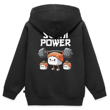 Sushi - Sweat Premium à capuche zippé enfant bio - noir - Dos - AI Model Kid Male (0cm)
