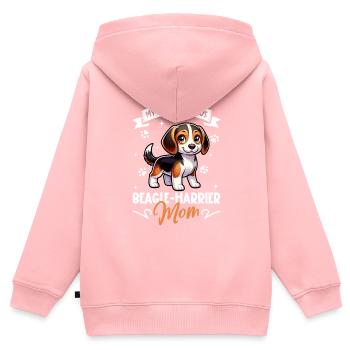 Maman Beagle Harrier - Sweat Premium à capuche zippé enfant bio - rose - Dos - AI Model Kid Female (0cm)