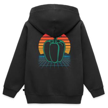 Paprika Geschenk - Kinder Premium Organic Zip Hoodie - Schwarz - Hinten - AI Model Kid Male (0cm)