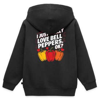 Paprika Geschenk - Kinder Premium Organic Zip Hoodie - Schwarz - Hinten - AI Model Kid Male (0cm)