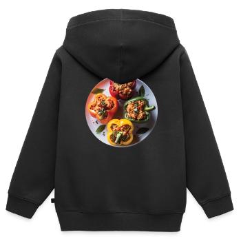 Paprika Geschenk - Kinder Premium Organic Zip Hoodie - Schwarz - Hinten - AI Model Kid Male (0cm)
