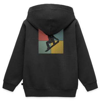 Snowboard Snowboard Remontée mécanique Vintage Snowboarder - Sweat Premium à capuche zippé enfant bio - noir - Dos - AI Model Kid Male (0cm)