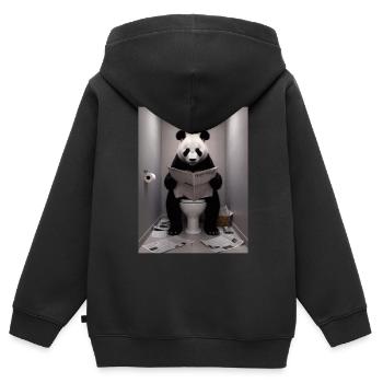 Panda Toilette Zeitung lesen Geschenk - Kinder Premium Organic Zip Hoodie - Schwarz - Hinten - AI Model Kid Male (0cm)