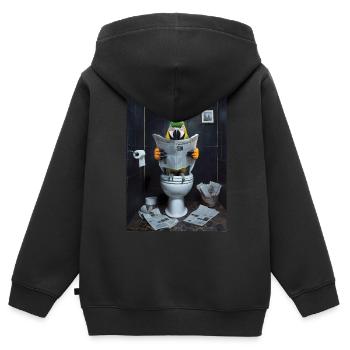 Papagei Toilette Zeitung lesen Geschenk - Kinder Premium Organic Zip Hoodie - Schwarz - Hinten - AI Model Kid Male (0cm)
