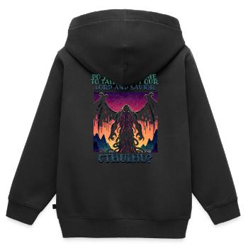 Herr & Erlöser Cthulhu Kult Lovecraft Necronomicon - Kinder Premium Organic Zip Hoodie - Schwarz - Hinten - AI Model Kid Male (0cm)