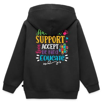 Autismus Awareness Day Autist Geschenk - Kinder Premium Organic Zip Hoodie - Schwarz - Hinten - AI Model Kid Male (0cm)