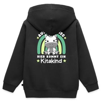 Out of the way: Here comes a daycare child Zebra - Kids Premium Organic Zip-up Hoodie - black - Back - AI Model Kid Male (0cm)