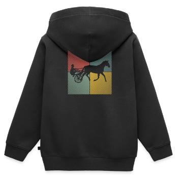 Cheval de trot, courses de trot, sports équestres, chevaux - Sweat Premium à capuche zippé enfant bio - noir - Dos - AI Model Kid Male (0cm)