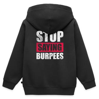 Burpees - Kinder Premium Organic Zip Hoodie - Schwarz - Hinten - AI Model Kid Male (0cm)