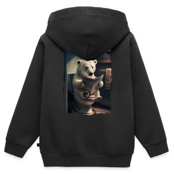 Eisbär Polar Geschenk - Kinder Premium Organic Zip Hoodie - Schwarz - Hinten - AI Model Kid Male (0cm)