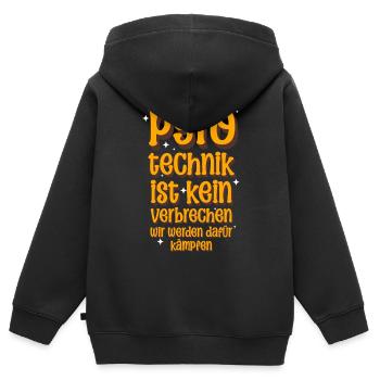 La pyrotechnie n’est pas un crime - Meme Spruch - Sweat Premium à capuche zippé enfant bio - noir - Dos - AI Model Kid Male (0cm)