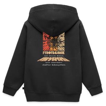 La pyrotechnie n’est pas un crime - Meme Spruch - Sweat Premium à capuche zippé enfant bio - noir - Dos - AI Model Kid Male (0cm)