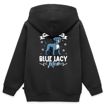 Maman en dentelle bleue - Sweat Premium à capuche zippé enfant bio - noir - Dos - AI Model Kid Male (0cm)