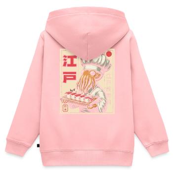 Sushi - Sweat Premium à capuche zippé enfant bio - rose - Dos - AI Model Kid Female (0cm)