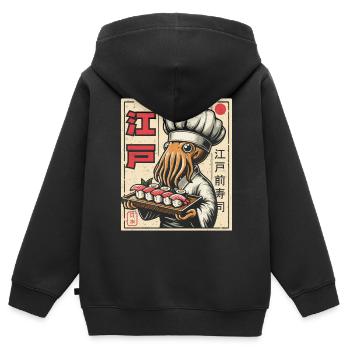 Sushi - Sweat Premium à capuche zippé enfant bio - noir - Dos - AI Model Kid Male (0cm)
