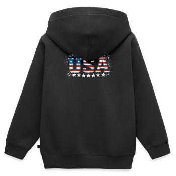 UAS Amerikanisches Stolz Stars & Stripes - Kinder Premium Organic Zip Hoodie - Schwarz - Hinten - AI Model Kid Male (0cm)