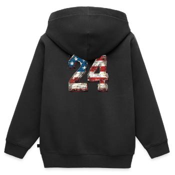 24 United States American Flag Independence Day - Kids Premium Organic Zip-up Hoodie - black - Back - AI Model Kid Male (0cm)