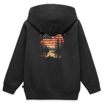 Forests United States American Flag Independence Day - Kids Premium Organic Zip-up Hoodie - black - Back - AI Model Kid Male (0cm)