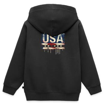 United States American Independence Day Flag - Kids Premium Organic Zip-up Hoodie - black - Back - AI Model Kid Male (0cm)