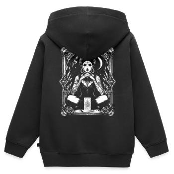 Viktorianisches Tarot-Diagramm - Kinder Premium Organic Zip Hoodie - Schwarz - Hinten - AI Model Kid Male (0cm)