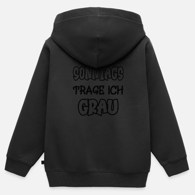 Sonntags trage ich grau Spruch Farbe grau - Kinder Premium Organic Zip Hoodie - Schwarz