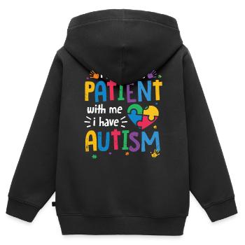 Autismus - Kinder Premium Organic Zip Hoodie - Schwarz - Hinten - AI Model Kid Male (0cm)