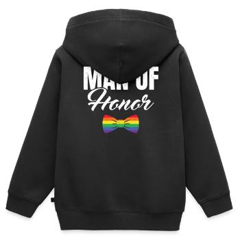 Enterrement de vie de garçon et de garçon - Sweat Premium à capuche zippé enfant bio - noir - Dos - AI Model Kid Male (0cm)