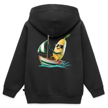 Obst Banane Bootfahren Geschenk - Kinder Premium Organic Zip Hoodie - Schwarz - Hinten - AI Model Kid Male (0cm)
